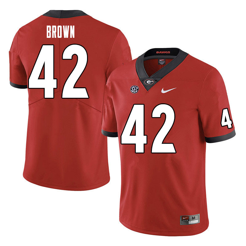 Men #42 Matthew Brown Georgia Bulldogs College Football Jerseys Sale-Red - Click Image to Close